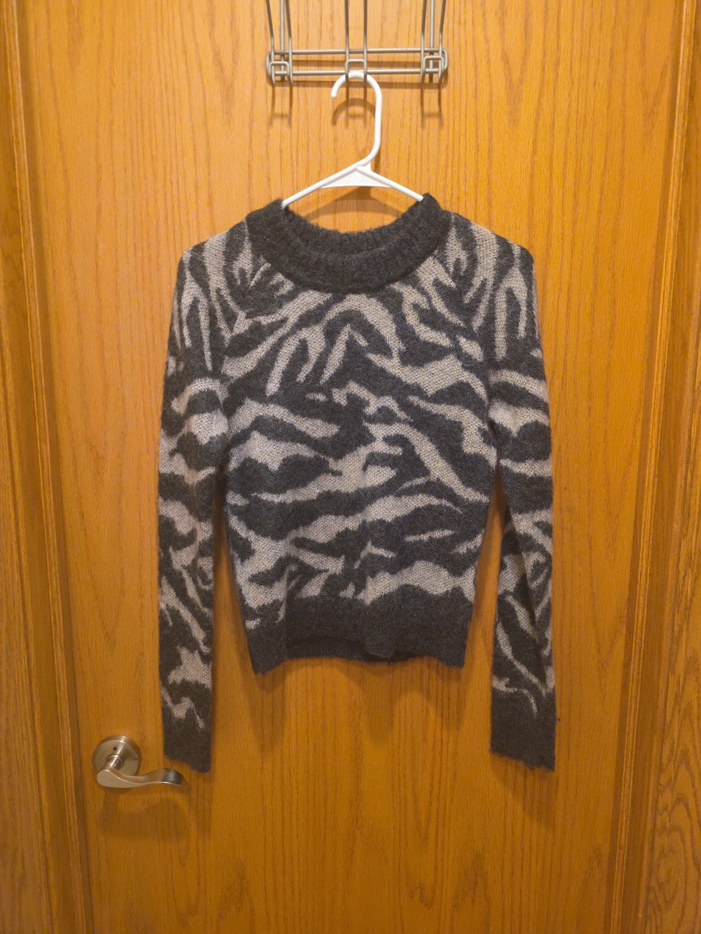All Saints Gray & Charcoal Patterned Crewneck Sweater
